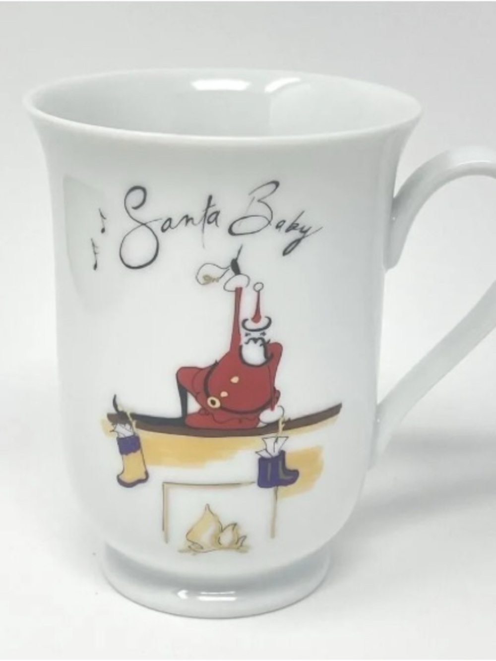 Pottery Barn Santa Baby Christmas Cocoa Coffee Mug Cup Stocking Mantle Chimney